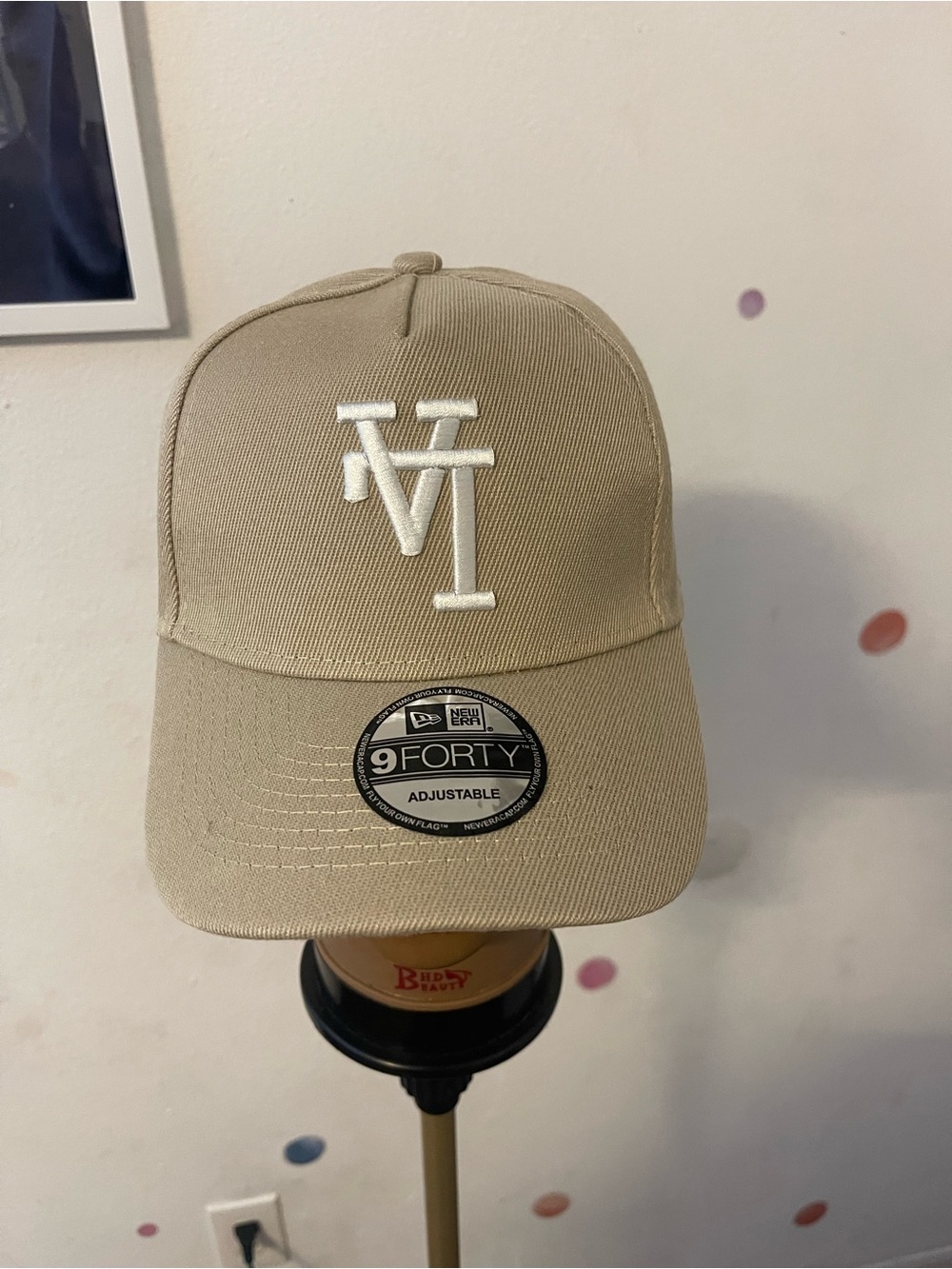 New Era Khaki 9FORTY Cap with White Embroidered Logo